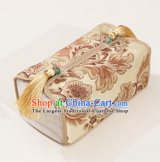 Chinese Traditional Household Accessories Classical Pattern Golden Brocade Paper Box Storage Box Cover