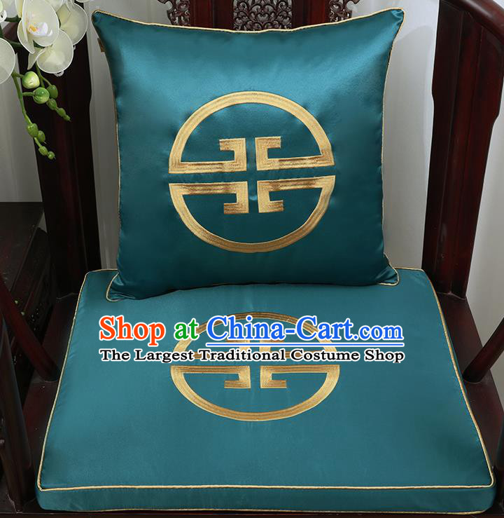 Chinese Classical Household Ornament Traditional Handmade Green Brocade Cushion Cover and Armchair Mat