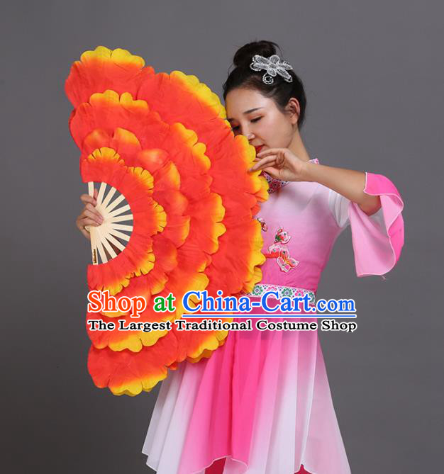 Chinese Traditional Folk Dance Props Classical Dance Fans Red Peony Fans