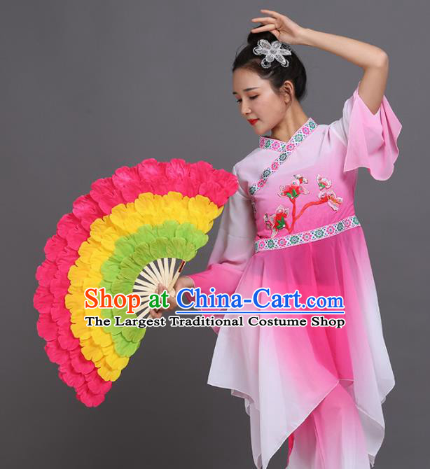 Chinese Traditional Folk Dance Props Classical Dance Fans Pink Peony Fans