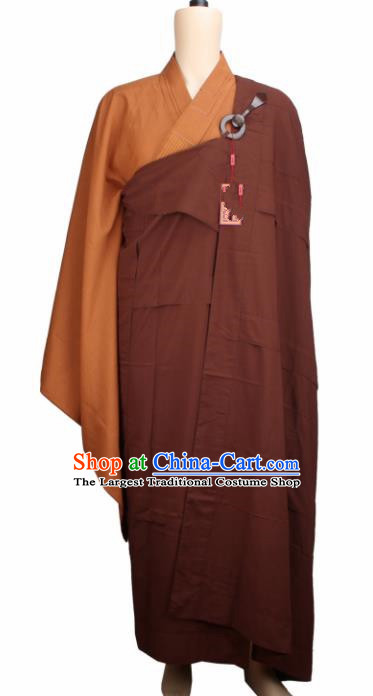 Chinese Traditional Buddhist Monk Clothing Brown Cassock Buddhism Monks Costumes for Men