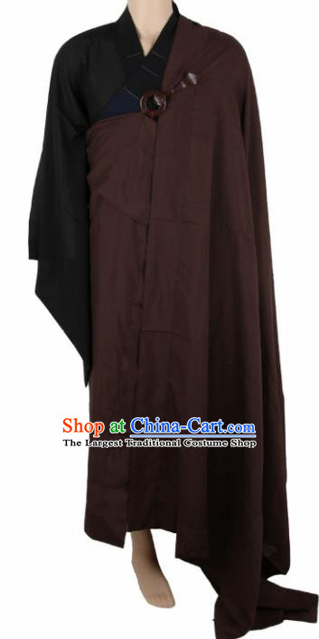 Chinese Traditional Buddhist Monk Brown Costumes Buddhism Monks Cassock for Men