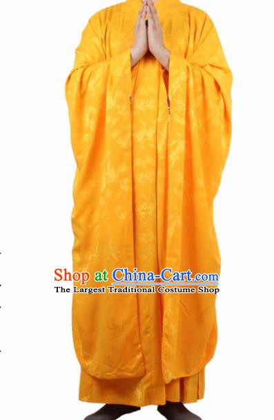 Chinese Traditional Buddhist Yellow Silk Robe Buddhism Dharma Assembly Monks Costumes for Men