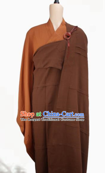 Chinese Traditional Buddhist Brown Cassock Buddhism Dharma Assembly Monks Costumes for Men