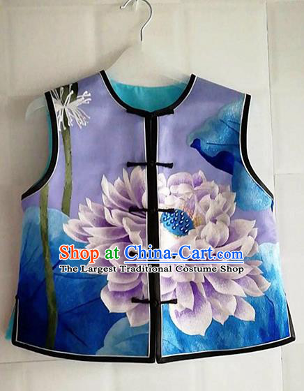 Chinese Traditional Costume Tang Suit Embroidered Vest National Silk Waistcoat for Women