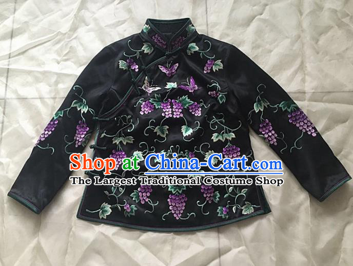 Chinese Traditional Costume Tang Suit Embroidered Qipao Blouse National Silk Shirt for Women