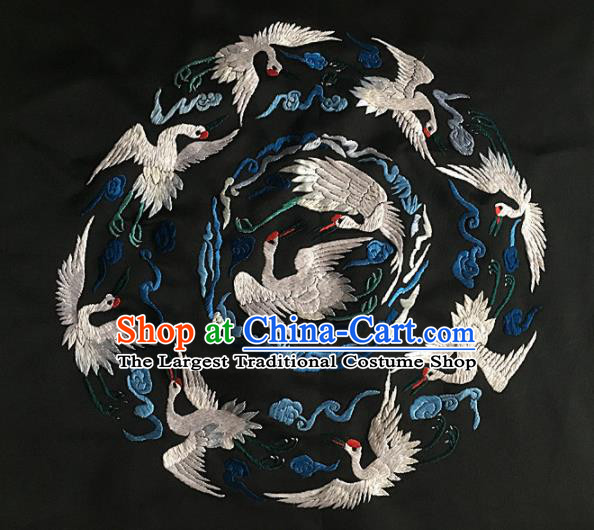 Chinese Traditional Embroidery Craft Embroidered Cranes Silk Patches Handmade Embroidering Accessories