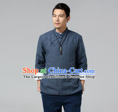 Chinese Traditional Costume Tang Suit Grey Jacket National Mandarin Upper Outer Garment for Men