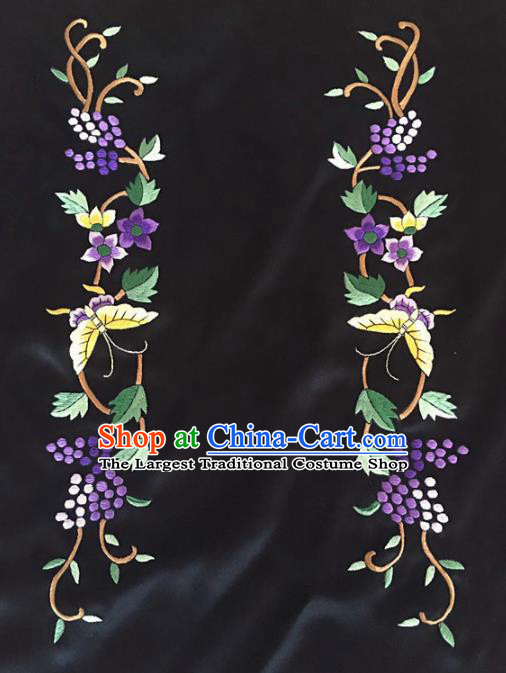 Chinese Traditional Embroidered Grape Butterfly Silk Patches Handmade Embroidery Craft