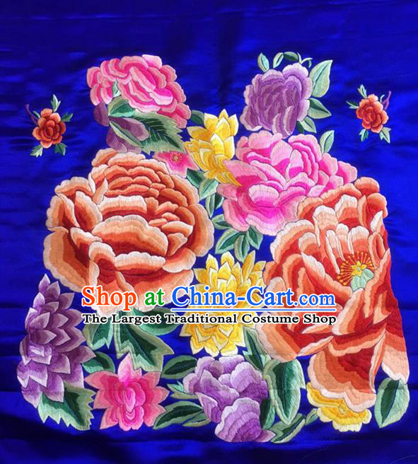 Chinese Traditional Embroidered Peony Flowers Silk Patches Handmade Embroidery Craft