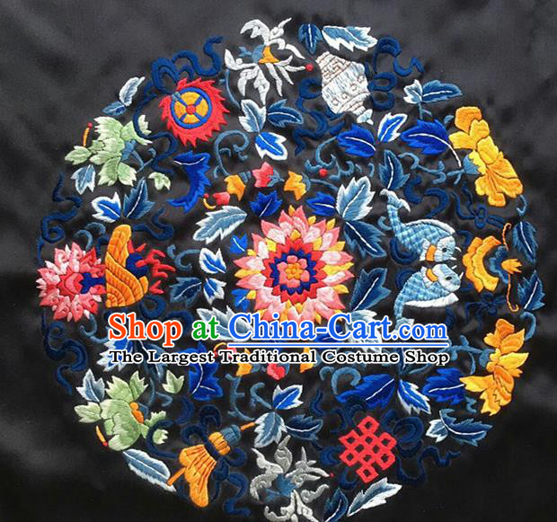 Asian Chinese Traditional Embroidered Fishes Silk Patches Handmade Embroidery Craft