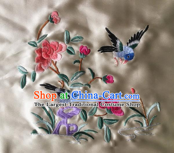 Asian Chinese Traditional Embroidered Flowers Silk Patches Handmade Embroidery Craft