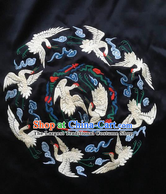 Chinese Traditional Embroidered Crane Cloth Patches Handmade Embroidery Craft Silk Fabric