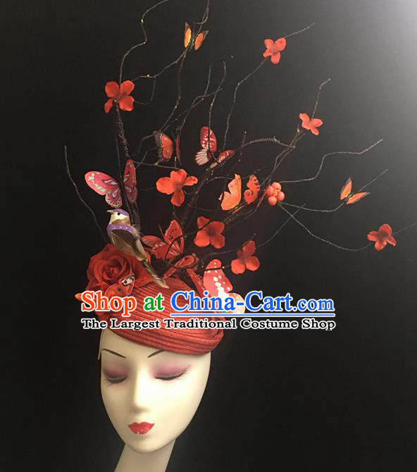 Top Halloween Catwalks Hair Accessories Stage Show Red Giant Top Hat Headdress for Women