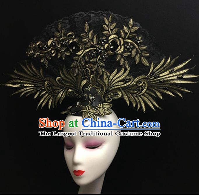 Top Halloween Stage Show Giant Hair Accessories Chinese Traditional Catwalks Headpiece for Women