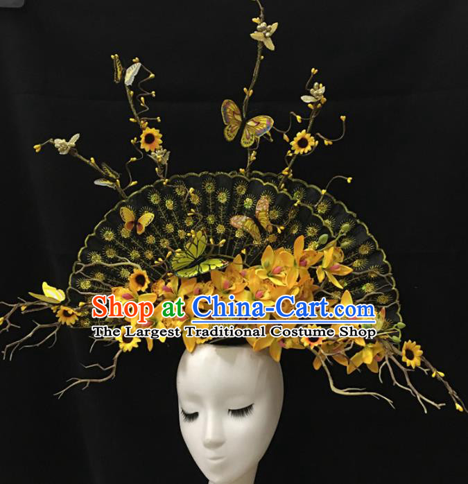 Top Halloween Giant Hair Accessories Stage Show Chinese Traditional Palace Catwalks Headpiece for Women