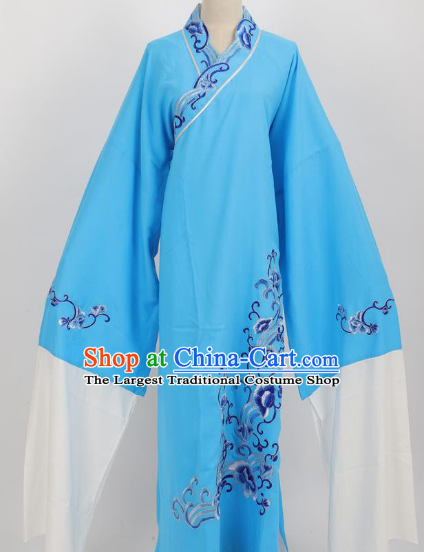 Professional Chinese Traditional Beijing Opera Niche Blue Robe Ancient Scholar Costume for Men