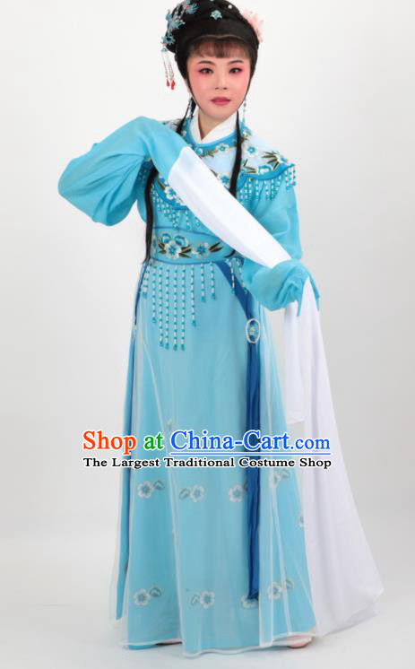 Chinese Traditional Professional Beijing Opera Diva Costumes Ancient Imperial Consort Blue Dress for Women