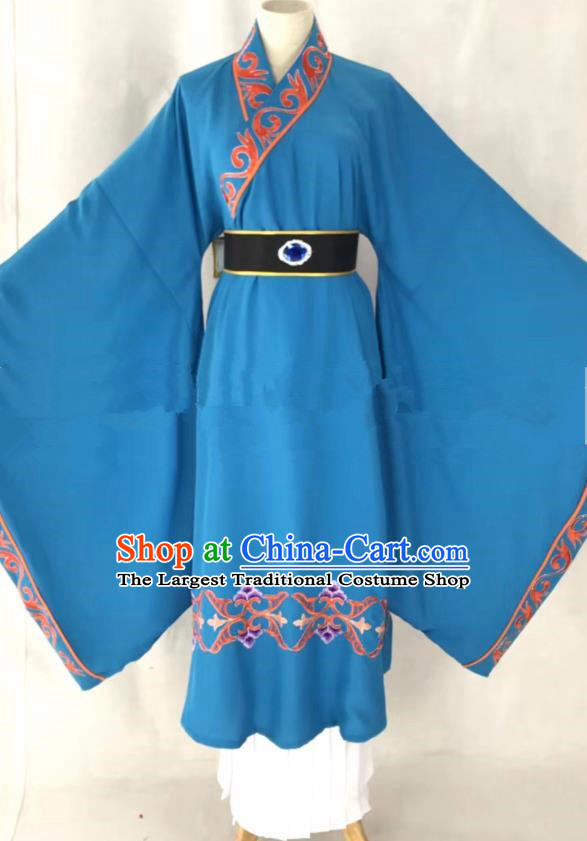 Professional Chinese Traditional Beijing Opera Blue Clothing Ancient Scholar Costume for Men