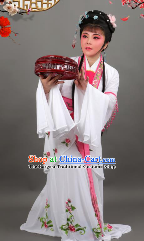 Chinese Traditional Peking Opera Diva White Dress Ancient Countess Costume for Women