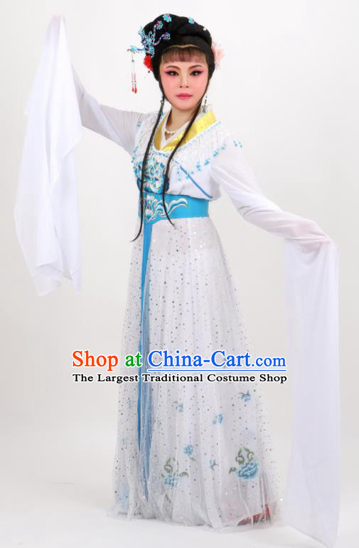 Professional Chinese Traditional Peking Opera Princess White Dress Ancient Palace Lady Costume for Women