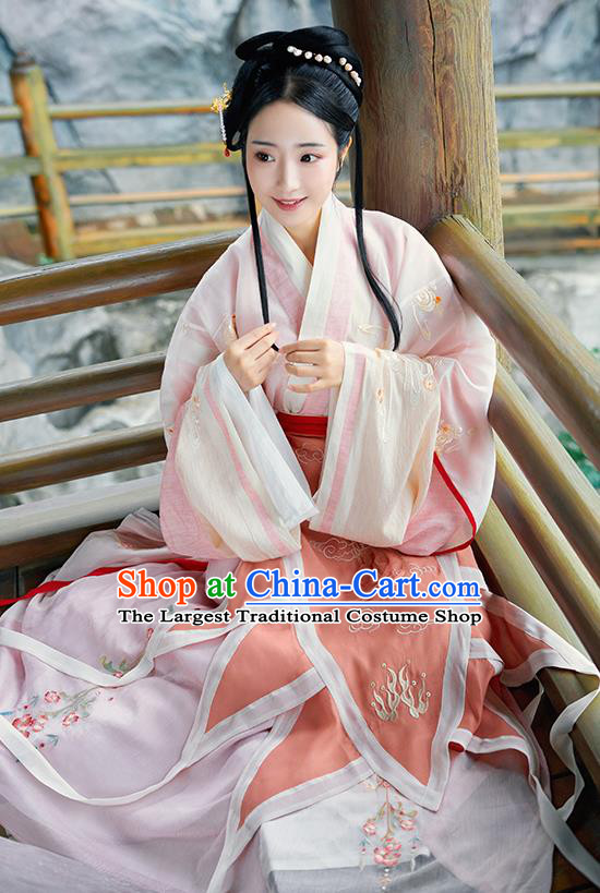 Asian Chinese Jin Dynasty Imperial Consort Hanfu Dress Traditional Ancient Myth Goddess Luo Costumes for Women