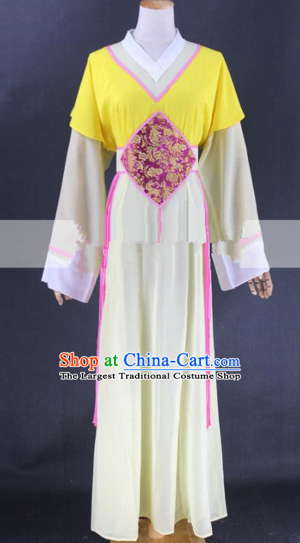 Chinese Traditional Peking Opera Actress Court Maid Yellow Dress Ancient Servant Girl Costume for Women