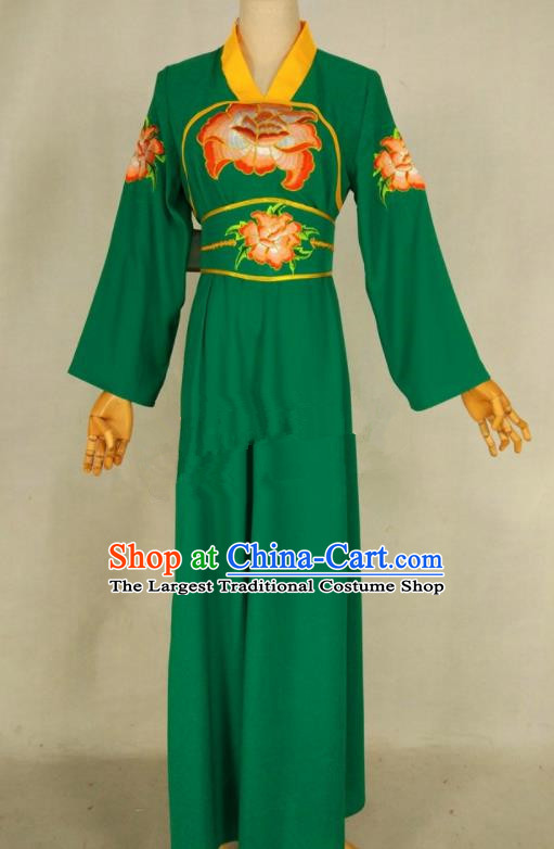 Chinese Traditional Peking Opera Young Lady Green Dress Ancient Servant Girl Costume for Women