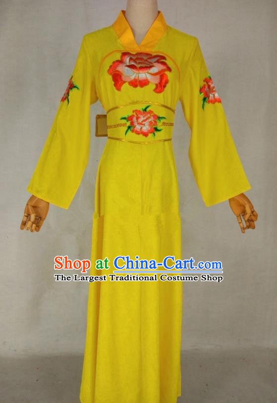 Chinese Traditional Peking Opera Young Lady Yellow Dress Ancient Servant Girl Costume for Women