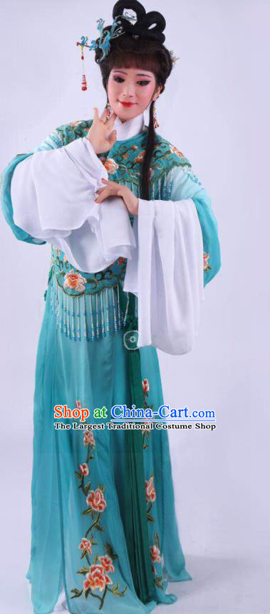 Chinese Traditional Peking Opera Actress Hua Tan Green Dress Ancient Rich Lady Costume for Women