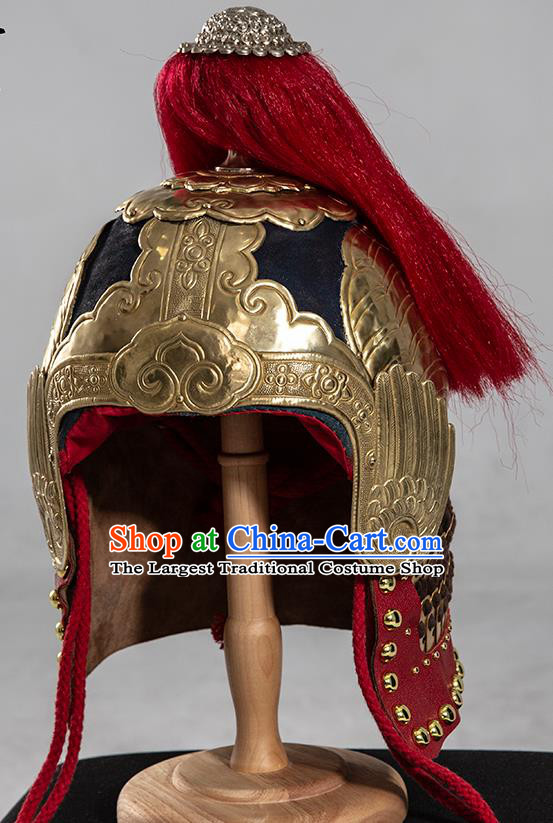 Chinese Traditional Ming Dynasty Helmet Hanfu Headwear Ancient General Hat for Men