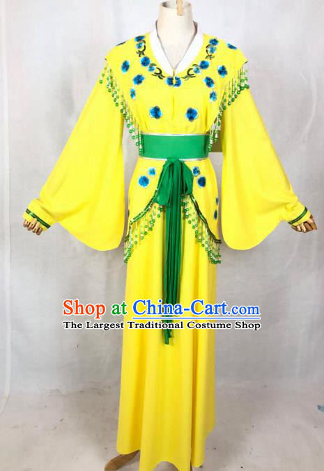 Chinese Traditional Peking Opera Actress Court Maid Yellow Dress Ancient Maidservant Costume for Women