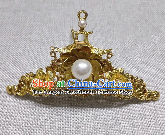 Chinese Ancient Palace Princess Golden Hair Crown Traditional Hair Accessories Hanfu Hairpins for Women