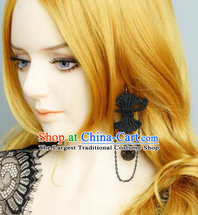 Top Grade Handmade Halloween Cosplay Gothic Earrings Fancy Ball Black Lace Ear Accessories for Women