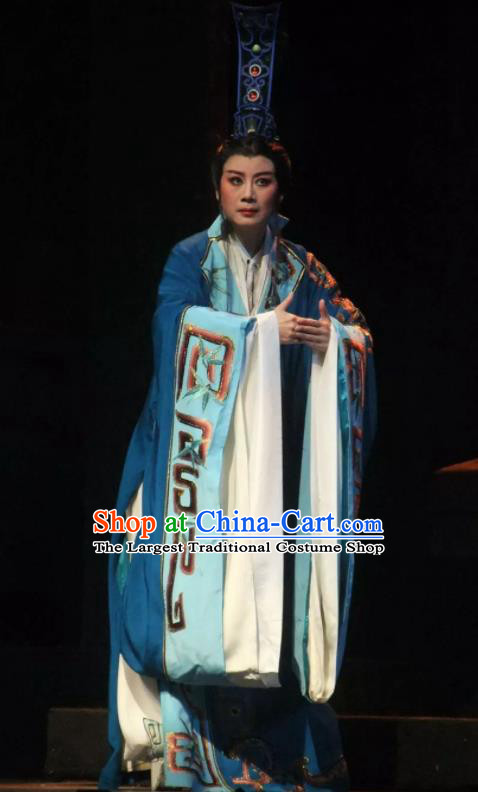 Chinese Ancient Warring States Period Minister Han Fei Blue Hanfu Clothing Philosopher Han Feizi Hanfu Costumes Complete Set