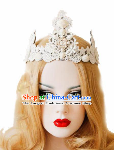 Halloween Handmade Cosplay Queen Shell Hair Clasp Fancy Ball Stage Show Lace Headwear for Women