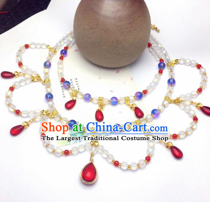 Chinese Traditional Hanfu Jewelry Accessories Ancient Tang Dynasty Princess Beads Necklace for Women