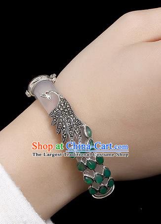 Chinese Traditional Hanfu Jewelry Accessories Jade Bracelet Ancient Qing Dynasty Princess Bangle for Women