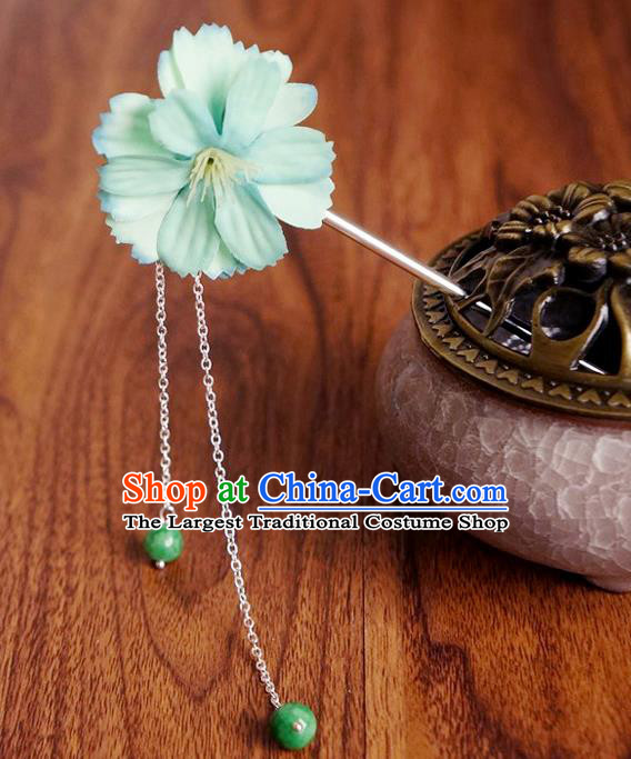 Chinese Ancient Song Dynasty Princess Green Peach Flower Hairpins Traditional Hanfu Court Hair Accessories for Women