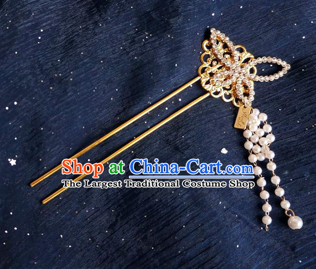 Chinese Ancient Song Dynasty Princess Crystal Butterfly Tassel Hairpins Traditional Hanfu Court Hair Accessories for Women