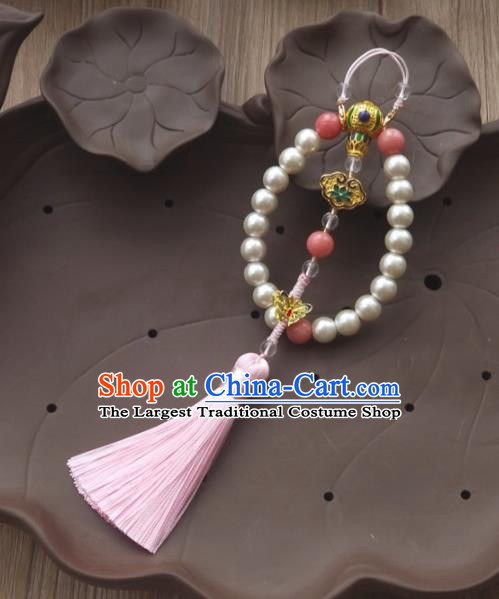 Chinese Traditional Hanfu Tassel Pearls Brooch Pendant Ancient Cheongsam Breastpin Accessories for Women