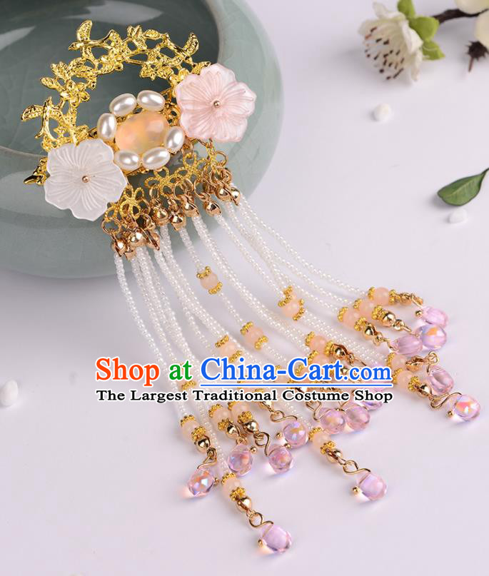 Chinese Ancient Tang Dynasty Princess Pearls Hair Claw Hairpins Traditional Hanfu Court Hair Accessories for Women