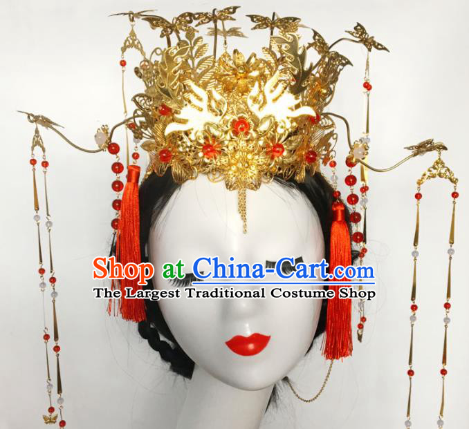 Chinese Ancient Tang Dynasty Phoenix Coronet Hairpins Traditional Hanfu Court Princess Hair Accessories for Women