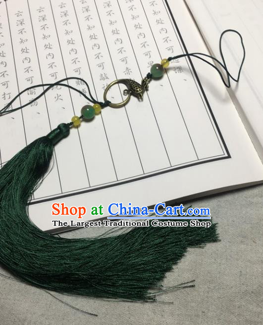 Chinese Traditional Handmade Belt Atrovirens Tassel Pendant Ancient Swordsman Waist Accessories