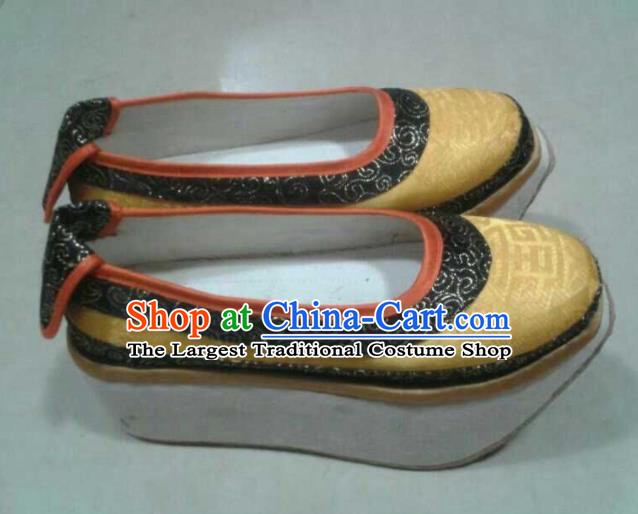 Chinese Kung Fu Shoes Mens Shoes Opera Shoes Hanfu Shoes Yellow Embroidered Shoes Monk Shoes