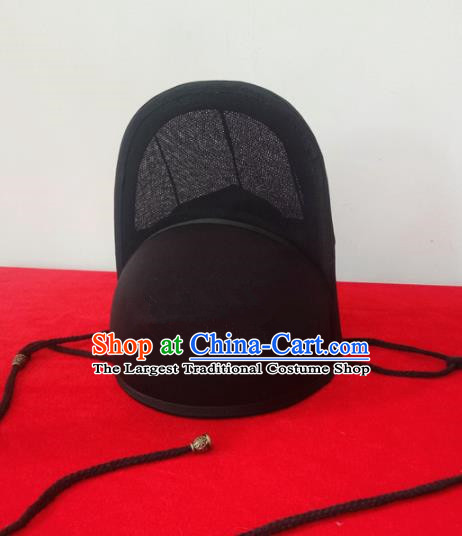 Chinese Traditional Handmade Ming Dynasty Imperial Guards Black Hat Ancient Drama Swordsman Headwear for Men