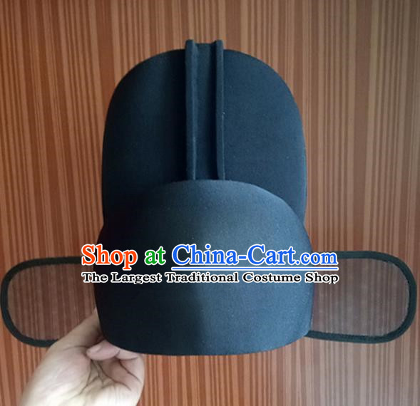 Chinese Traditional Handmade Ming Dynasty Minister Black Hat Ancient Drama Officer Headwear for Men