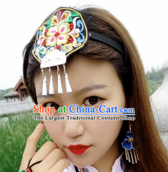 Chinese Traditional Ethnic Embroidered Headband National Handmade Hair Clasp for Women