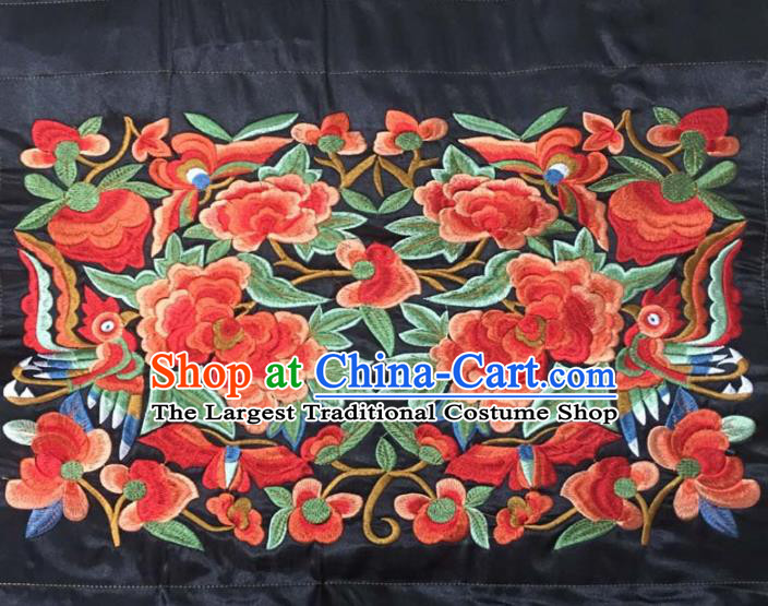 Chinese Traditional Embroidery Cloth Accessories National Embroidered Red Peony Dress Patch