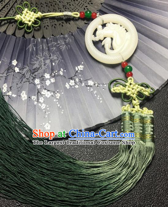 Traditional Chinese Hanfu Jade Carving Horse Waist Accessories Palace Tassel Pendant Ancient Swordsman Brooch